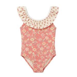 Boden Pink Floral One Piece Bathing Suit Girls Size 5-6